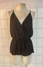 Veronica M black surplice peplum tank blouse size small