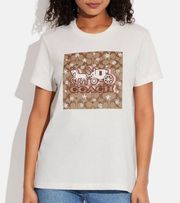 NWT Coach Signature Horse And Carriage Snowflake T Shirt Size L