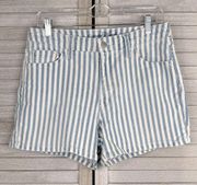 UNIVERSAL THREAD High Rise Midi Jean Shorts Blue/White Stripe-8/29R