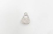 VINTAGE Charm Sterling Silver 925 Purse Opens Up Rhinestones for Bracelet 3D