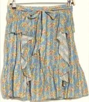 Current Air Women’s Floral Crinkle Miniskirt with Ruffles Elastic Waist M NWT