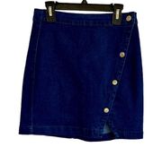 Harper heritage blue denim notched mini skirt snap buttons women S