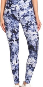 NWT Tie Dye Yoga Leggings with Wide Double Layer Compression Waistband One Size