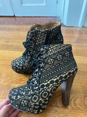 High Heeled Lace Up Booties