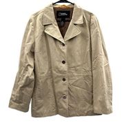 National Geographic Khaki Long Sleeve Button Up Jacket Size XL