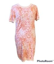 525 AMERICA BORN Pink Camo Knit Stretch Comfy Dress Short Sleeve Dress Barbie