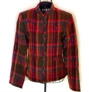 Vintage Canvasback Zippered Lined Wool Blend Plaid Jacket Red Size 8