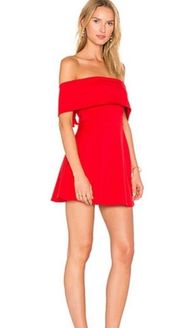 LPA x Revolve off the shoulder red mini dress size medium