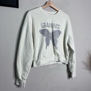 Ganni Sweatshirt Pullover Crewneck Butterfly Printed Cream Sweater Size L