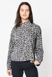 SUNDRY LEOPARD PRINT FUNNELNECK SWEATSHIRT