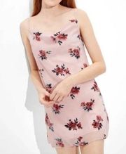 NEW NWT AMERICAN EAGLE AEO Pink Floral Velvet Cowl Neck Sleeveless Slip Dress XS