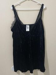 NEW Torrid Crushed Velvet Lace Sleep Gown Black Velour Chemise Size 3X / 3XL NWT