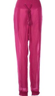 6 Shore Road Hot Pink Magenta Sheer Pants Swim Beach Coverup Harem Baggy Small