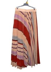 H&M Multicolored Sheer Pleated Maxi Skirt