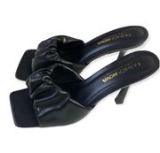 Fashion Nova Ruffled Square Toe Black Mules