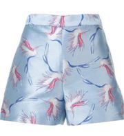 Bird Print Satin Alice and Olivia High Rise Shorts