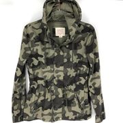 Ashley Camo Hooded Gathered Utility Jacket S