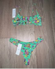 brand new urban outfitter pretty floral green bikini small with tags