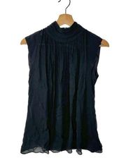 Just Drew NYC Black Sheer Top Sleeveless Pleated 4