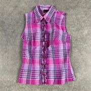 Heartsoul Purple Plaid Button Up Tank Top Shirt