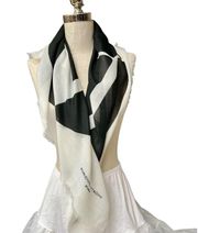 Adrienne Vittadini Studio Monochrome Logo Black and White Scarf