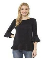 Sail to Sable Women’s Sz M Black Top Bell Angel Sleeves Back Exposed Zipper Y217