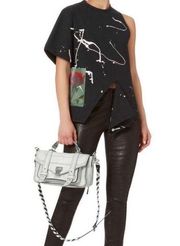 PROENZA SCHOULER Black Paint Splatter Rose Back Zip Up Sleeveless Shirt Size L