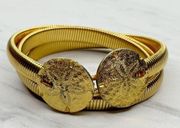 Mimi Di N Vintage 1974 Sand Dollar Gold Tone Stretch Cinch Belt Size XS Small S