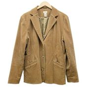 Vintage 80s L.L. Bean Tan Camel Cotton Corduroy Blazer Jacket Women’s Size 18