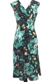 silk floral cross v-neck dress