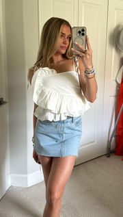 Buddy Love White Ruffle Crop Top