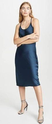 T Alexander Wang Racerback Midi Slip Dress Raw Trim Indigo Blue Women's 4 NEW