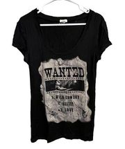 Wanted: Wild Cowboy, $$$, Love Women's Black Short Sleeve Shirt Size Large