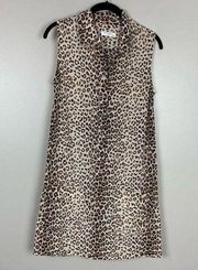 Equipment Lucida Sleeveless Leopard Print Silk Dress in Natural Multi size xs