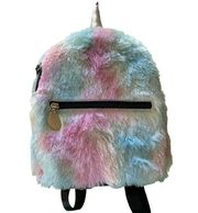 Betsey Johnson Unicorn Rainbow Fuzzy Backpack NEW