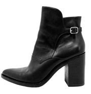 Alexander Wang Boots Black Leather Pointed Toe Western Block Heel Ankle Boots