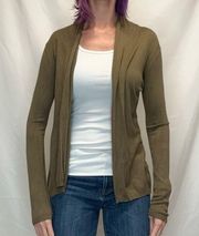 Express Women Long Sleeve Lightweight Open Cardigan Olive Green Brown S SM Small