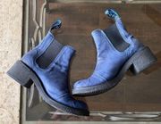 Boot Slacker Nap Crepe Soled Chelsea Leather Heeled Blue 11 GUC