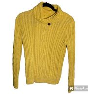 Jeanne Pierre Mockneck Cable Knit Sweater Yellow Pullover Long Sleeve Size Small