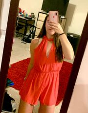 Lush Coral Choker Romper 