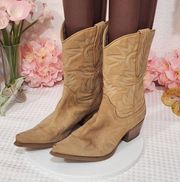 Guess Punk Western Tan Leather Boots Size 8