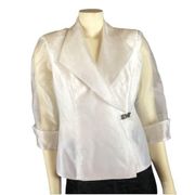 R&M Richards White Chiffon Formal Wedding Blazer Sheer Sleeves size 6P