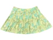 J. McLaughlin Pleated Lime Green Floral Skirt Size 14