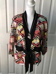 TRINA TURK Los Angeles Women’s Floral Blazer with Tie & Button.