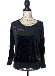 SZ S black crushed velvet New Years Eve Pajama / Lounge Top