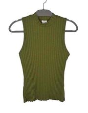 A New Day  Womens Olive Green Sleeveless Fitted High Neck Ribbed Knit Tank Top S