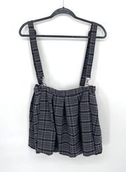 Hot Topic Women's Mini Plaid Goth Suspender Skirt Pleated Size M Gray Black