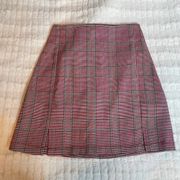 JOHN GALT Small Red Plaid Mini Pencil Skirt Slit Zip Up Back Brandy Melville