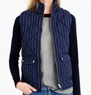J. Crew Excursion Down Puffer Quilted Pinstripe Vest
