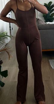 Flare Leg Jumpsuit Brown